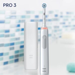 Електрична зубна щітка Braun Oral-B PRO3 3500 White з дорожнім футляром і двома насадками Sensitive clean - Зображення 3
