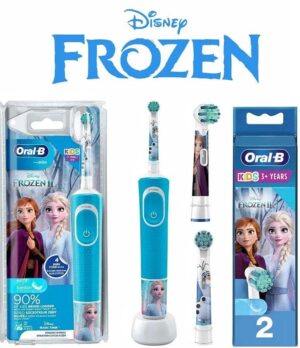 Электрическая зубная щетка детская Braun Oral-B D100 Kids Frozen холодное сердце + дополнительные насадки