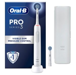 Електрична зубна щітка Braun Oral-B PRO3 3500 White з дорожнім футляром і двома насадками Sensitive clean - Зображення 2