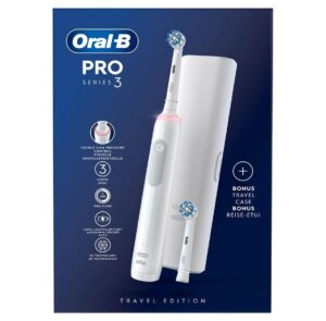 Електрична зубна щітка Braun Oral-B PRO3 3500 White з дорожнім футляром і двома насадками Sensitive clean - Зображення 6