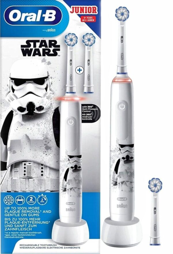Електрична зубна щітка дитяча Braun Oral-B D505 PRO 3 3000 Kids Junior 6+ Star Wars з двома насадками