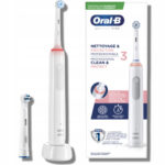 Электрическая зубная щетка Braun Oral-B  PRO 3 CLEAN&PROTECT WHITE 2 насадки