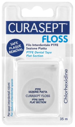 Зубна нитка Curasept Floss з матеріалу PTFE з хлоргексидином