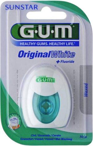 Восковая зубная нить GUM White Original 30 м для ежедневной гигиены полости рта