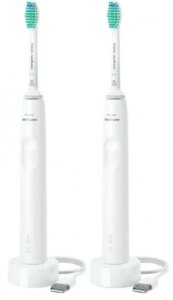 Набор ультразвуковых зубных щеток Philips Sonicare  3100  White + White  HX3675/13