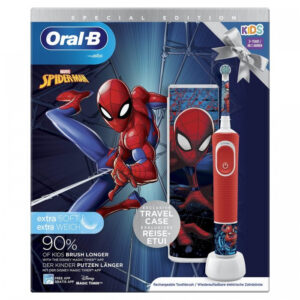 Електрична зубна щітка дитяча Braun Oral-B D100 Kids Spider-Man з дорожнім футляром
