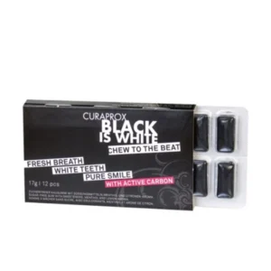 Жувальна гумка Curaprox Black-is-White з активованим вугіллям (12 шт.)