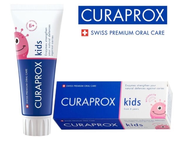 Дитяча зубна паста Curaprox Kids з фтором 1450 ppm (від 6 років), смак кавуна, 60 мл
