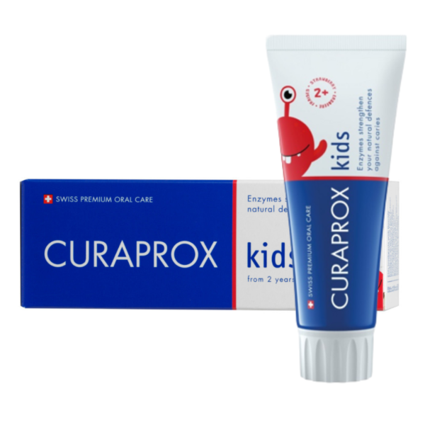 Дитяча зубна паста Curaprox Kids з фтором 950 ppm (від 2 років), смак полуниці, 60 мл