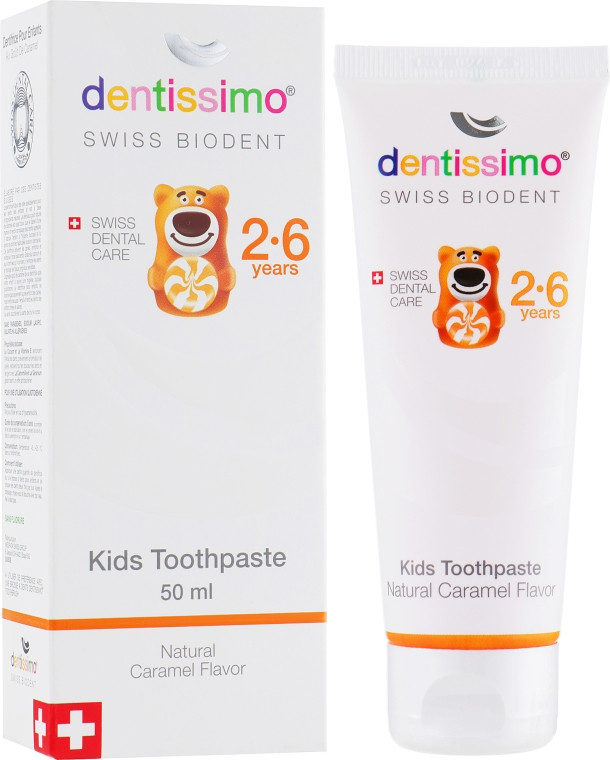 Дитяча зубна паста-гель Dentissimo KIDS для дітей 2-6 років зі смаком Карамелі
