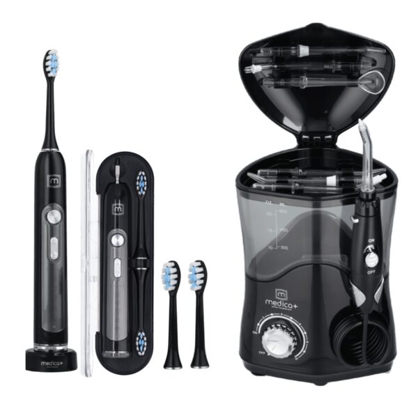Набір Стаціонарний іригатор MEDICA+ PROWATER STANTION 7.0 BL + Ультразвукова зубна щітка MEDICA+ PROBRUSH 9.0 black (Japan)