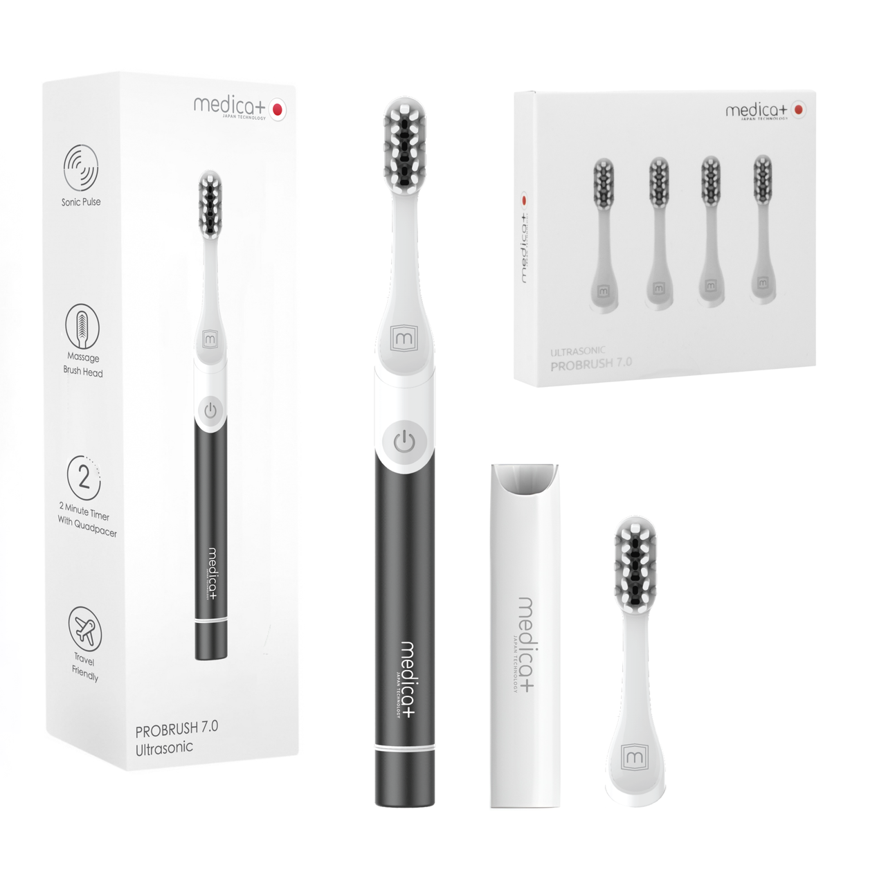 Звукова зубна щітка MEDICA+ ProBrush 7.0 Compact Black + Насадки (4 шт) (Japan) Звукова зубна щітка MEDICA+ ProBrush 7.0 Compact Black + Насадки (4 шт) (Japan)