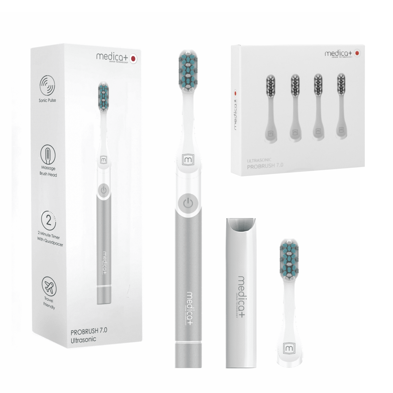 Звукова зубна щітка MEDICA+ ProBrush 7.0 Compact Silver + Насадки (4 шт) (Japan) Звукова зубна щітка MEDICA+ ProBrush 7.0 Compact Silver + Насадки (4 шт) (Japan)