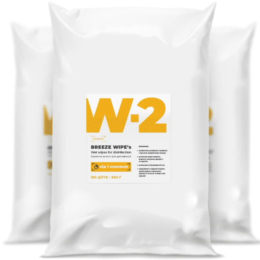Серветки антибактеріальні BREEZE WIPE’s W-2 (в пакеті) 160шт