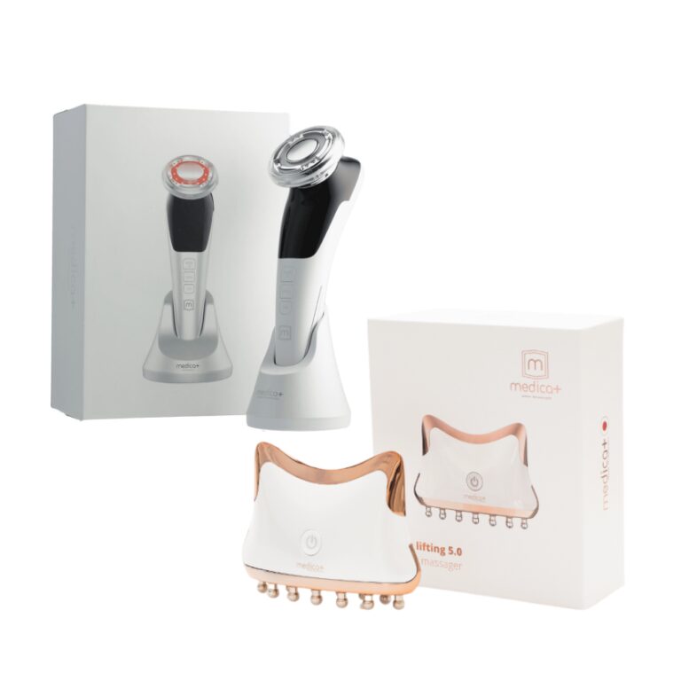 Набір мікрострумового RF Lifting масажеру для обличчя Skin Lifting 7.0 White + Мікрострумовий ліфтинг MEDICA+ Skin Lifting 5.0