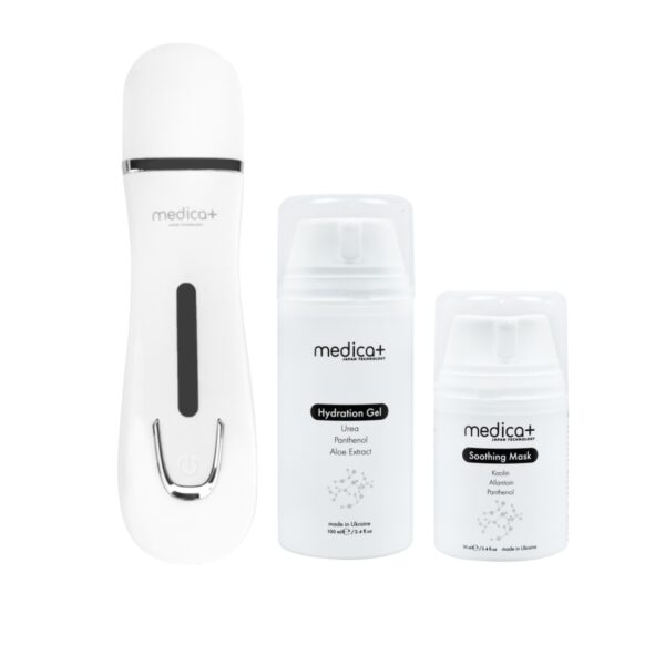 Набір Ультразвуковий скрабер для шкіри обличчя Vibroskin 5.0 + Гідратуючий гель Hydration Gel + Заспокійлива маска для обличчя