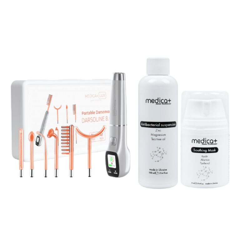 Набір Апарат Дарсонваль Lux Darsoline 8.0 +  Антибактеріальна суспензія Antibacterial suspension + Заспокійлива маска Soothing